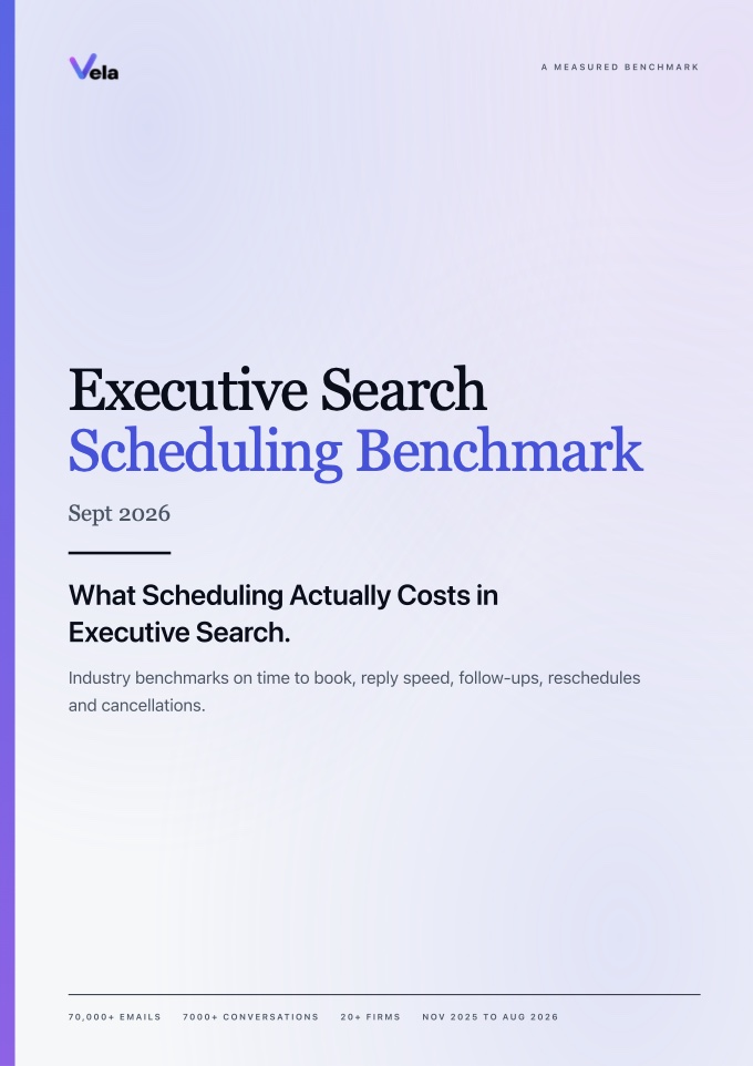 Cover of the Executive Search Scheduling Benchmark, Edition 1, September 2026